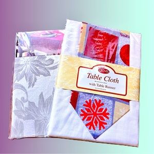 Holiday Tablecloths & Runner. NEW